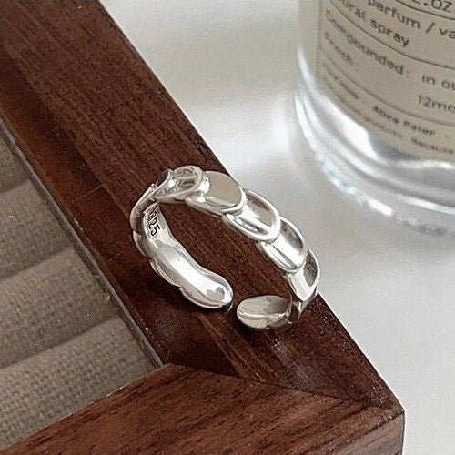 S925 Silver Ring, Fish Scales Ring, Silver Faceted Ring, Bold Ring, Sterling Silver Ring, Adjustable Ring, Serpenti Ring, Bee my love Ring