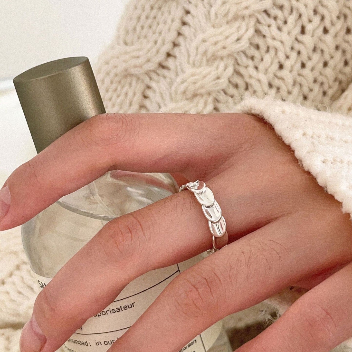 S925 Silver Ring, Fish Scales Ring, Silver Faceted Ring, Bold Ring, Sterling Silver Ring, Adjustable Ring, Serpenti Ring, Bee my love Ring 1