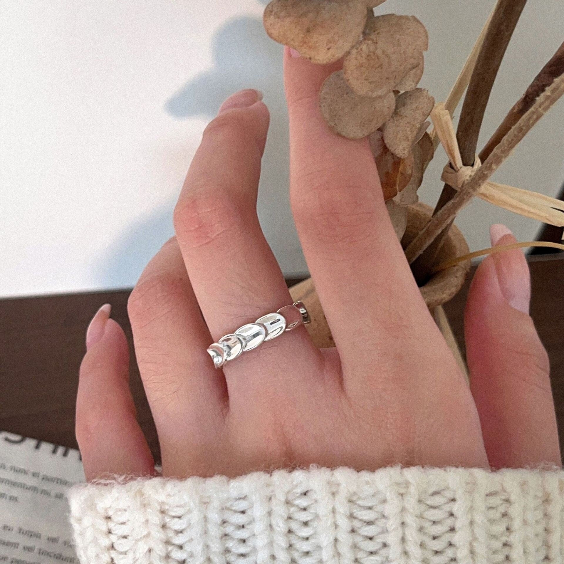 S925 Silver Ring, Fish Scales Ring, Silver Faceted Ring, Bold Ring, Sterling Silver Ring, Adjustable Ring, Serpenti Ring, Bee my love Ring