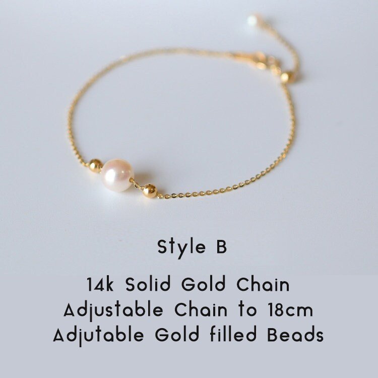 Single Pearl Bracelet, 14K Gold Natural Fresh Water Pearl Bracelet, Genuine Pearl Bracelet, 14K Gold Bracelet, Gold Pearl jewelry