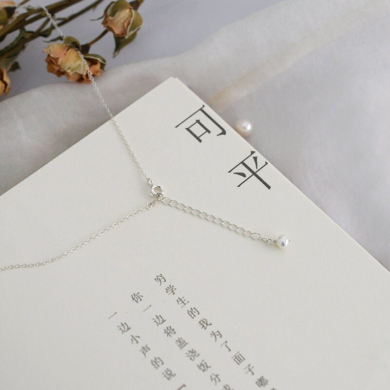 Natural Freshwater Pearl Necklace, Natural Pearl Necklaces, Dainty Pearl Necklace, 925 Sterling Silver Necklace, Single Pearl Necklace