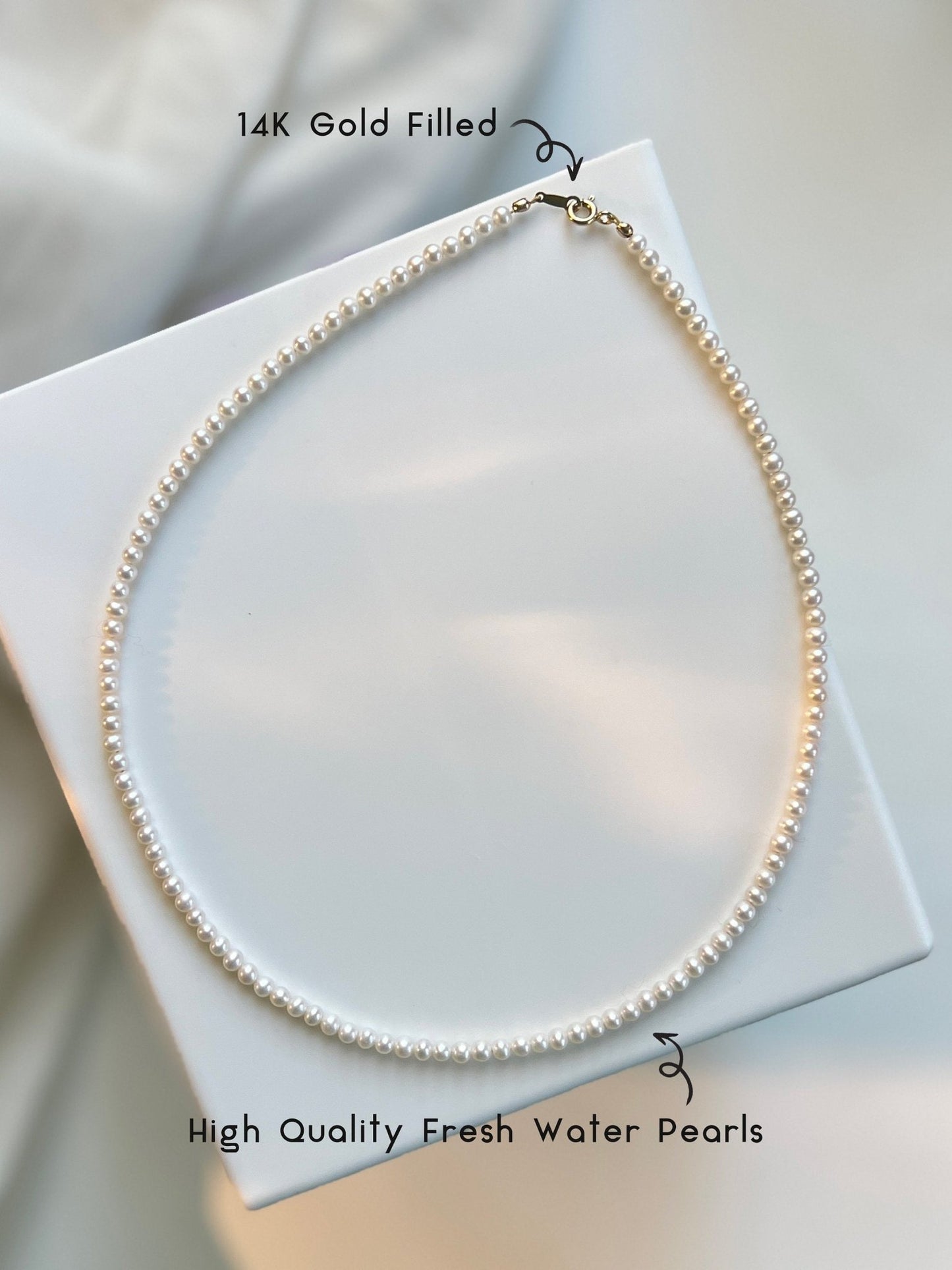 Tiny Pearl Necklace, Beaded Pearls Necklace, Dainty Pearl Necklace, Fresh Water Pearl Necklace, Layered Necklace, Wedding Bridal Pearl Gift