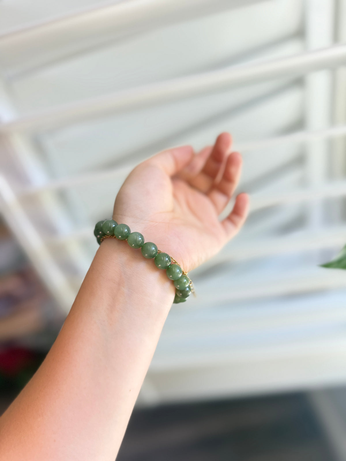 Natural Hetian Jade Beaded Bracelet, High Quality Nephrite (No Black Spots)