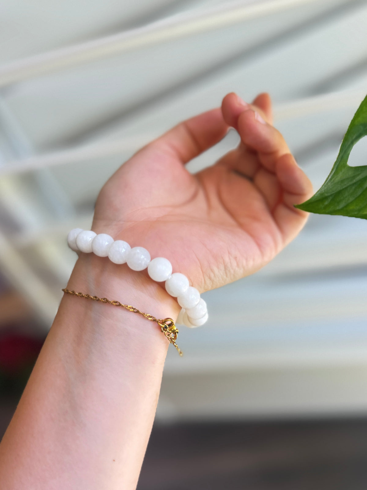 White Hetian Jade Elastic Bracelet