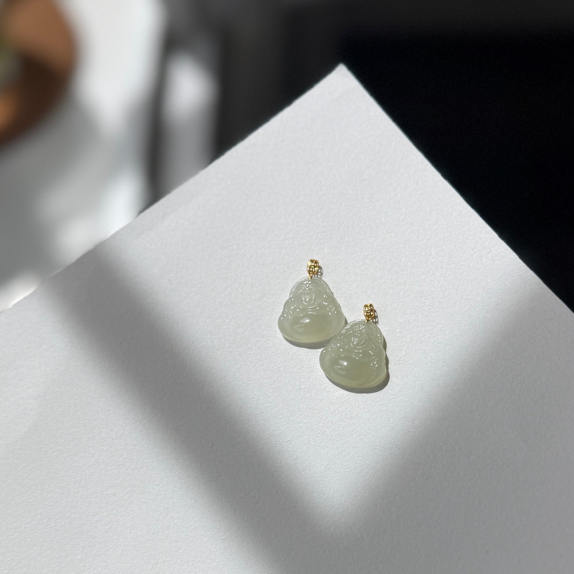18K Gold Small Jade Buddha Pendant Necklace