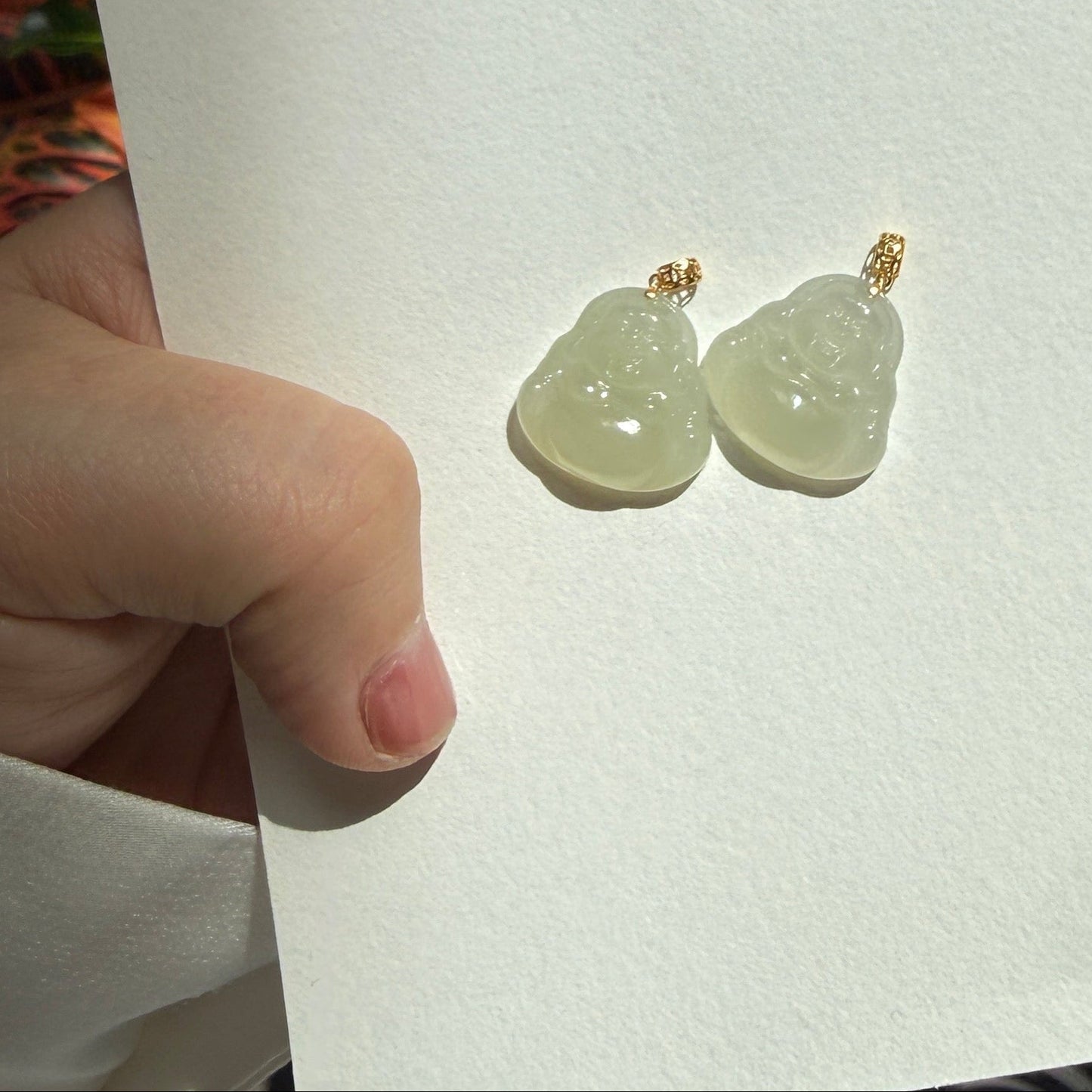 18K Gold Small Jade Buddha Pendant Necklace