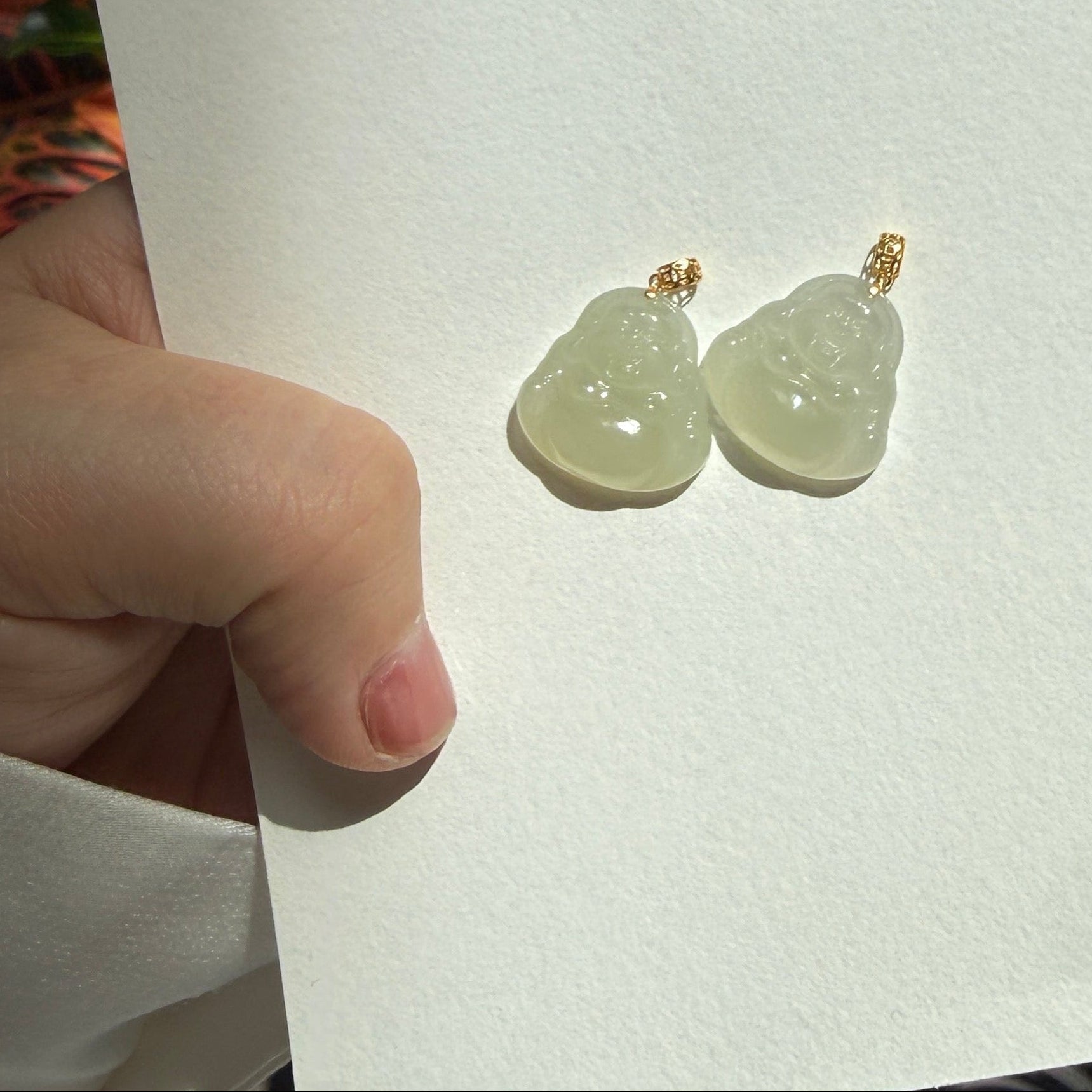 18K Gold Small Jade Buddha Pendant Necklace