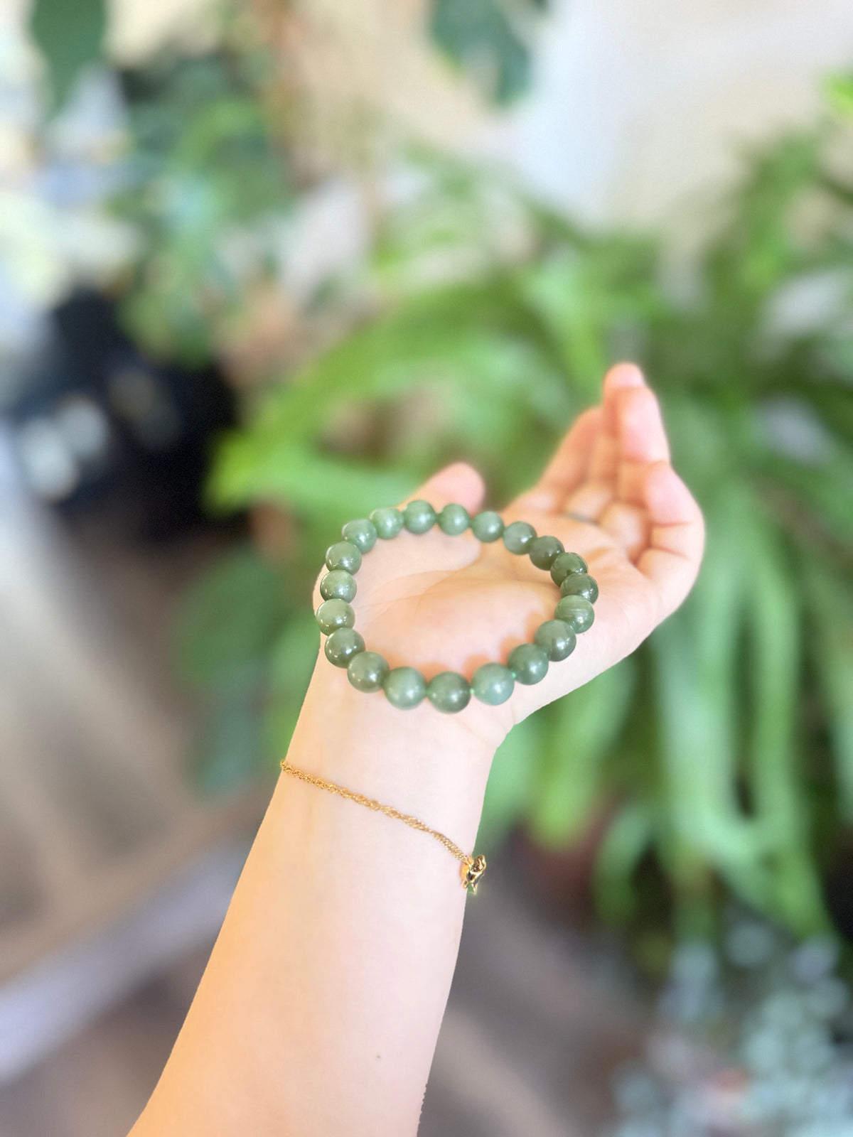 Natural Hetian Jade Beaded Bracelet, High Quality Nephrite (No Black Spots)