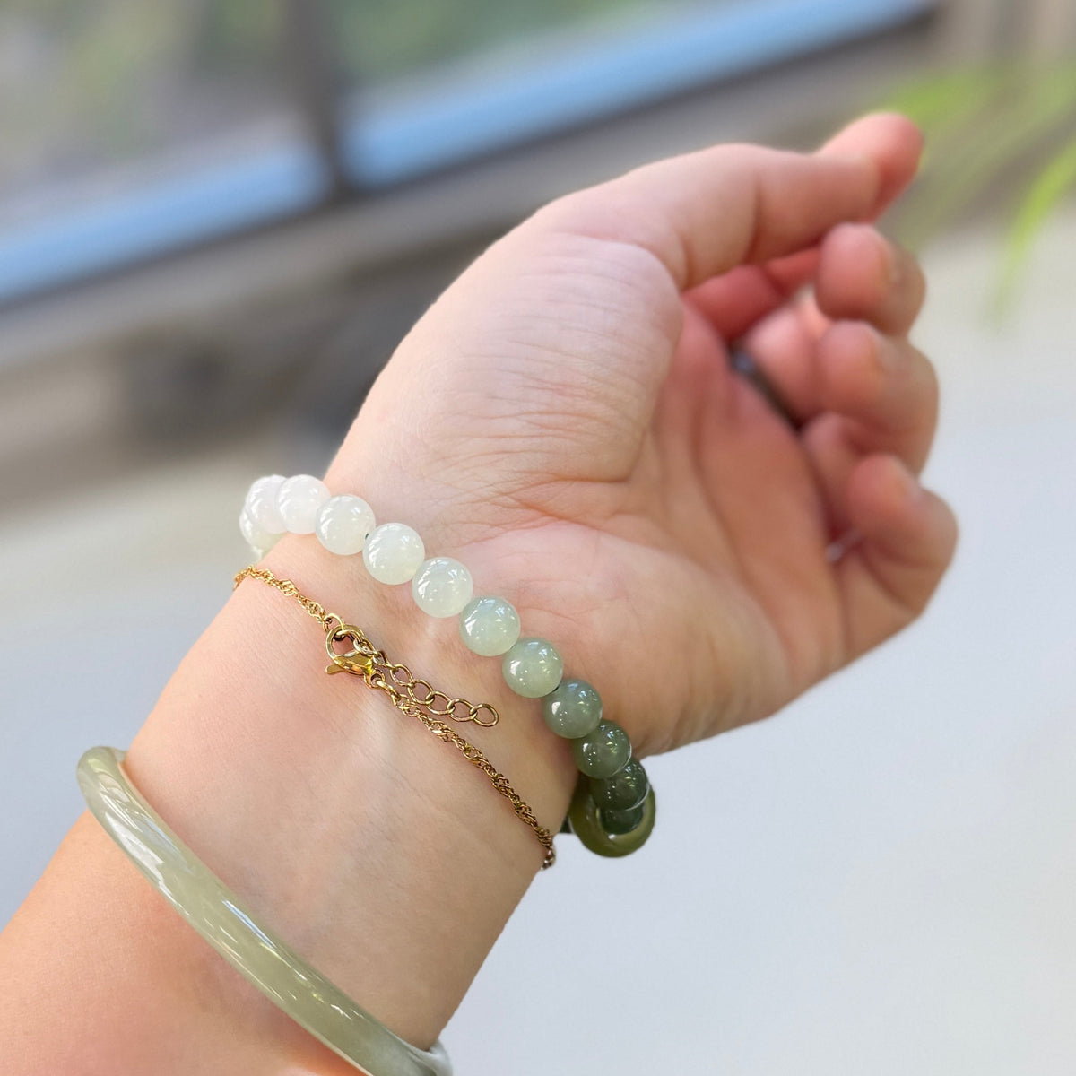 8mm Gradient Jade Beaded Bracelet