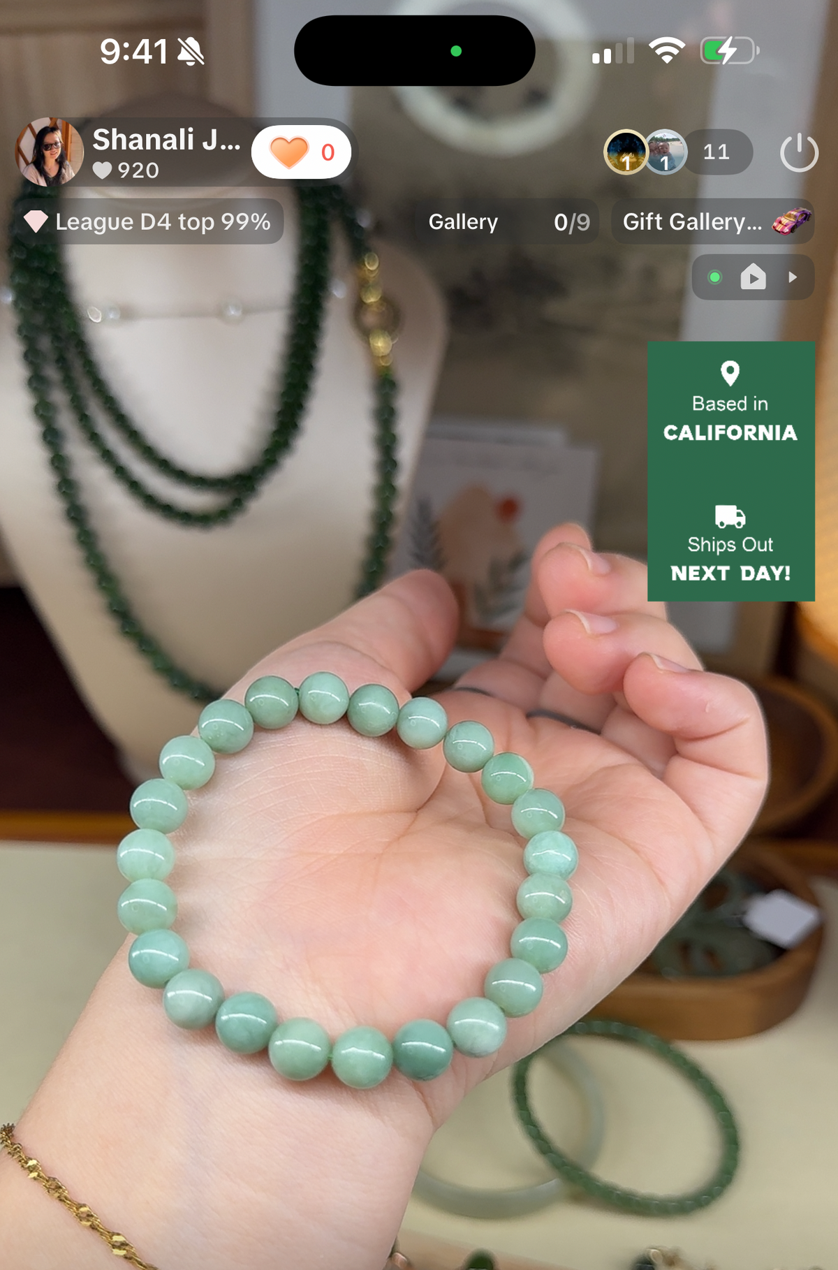Natural Hetian Jade Beaded Bracelet, Authentic Light Green Nephrite Jade