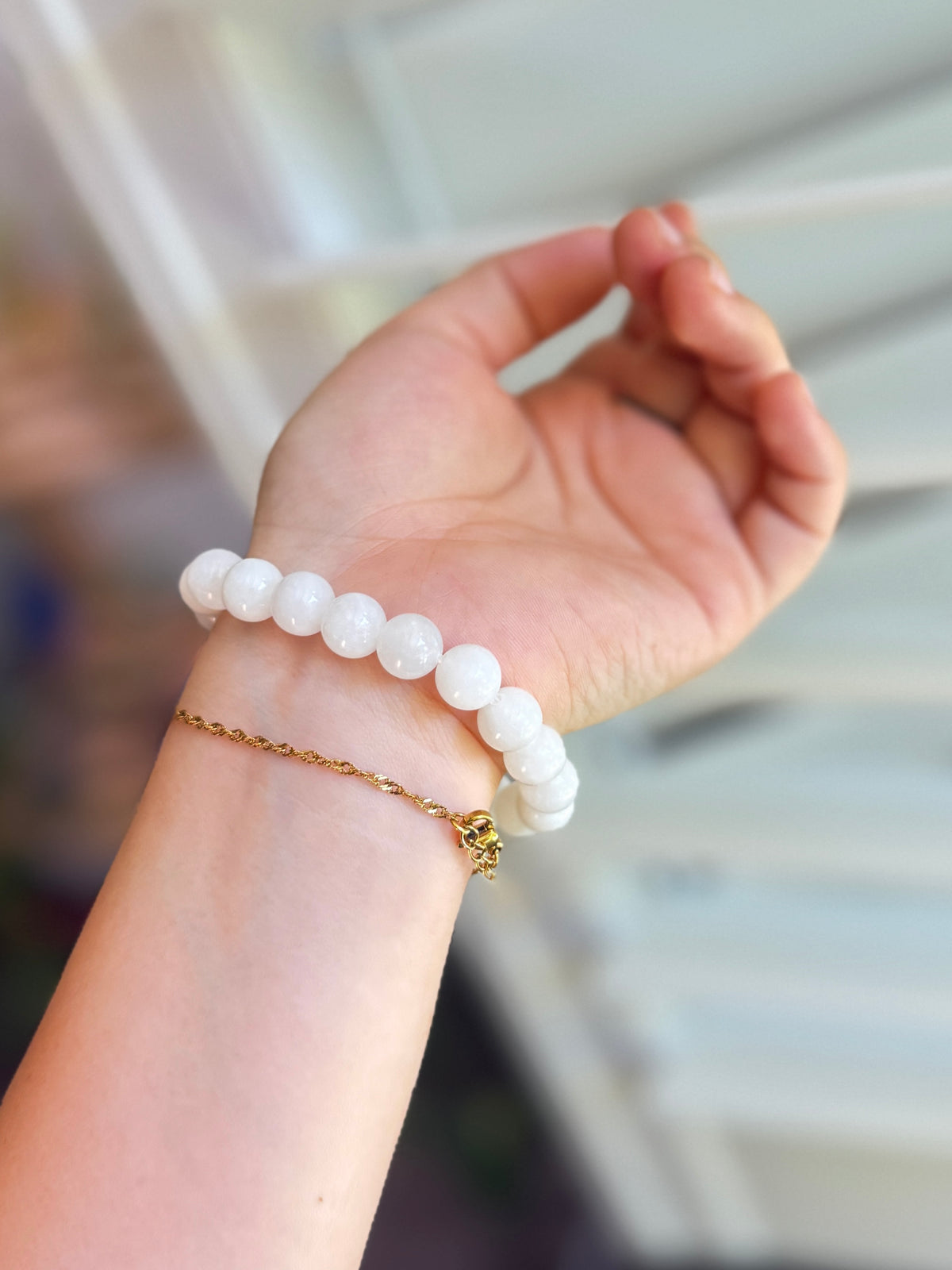 White Hetian Jade Elastic Bracelet