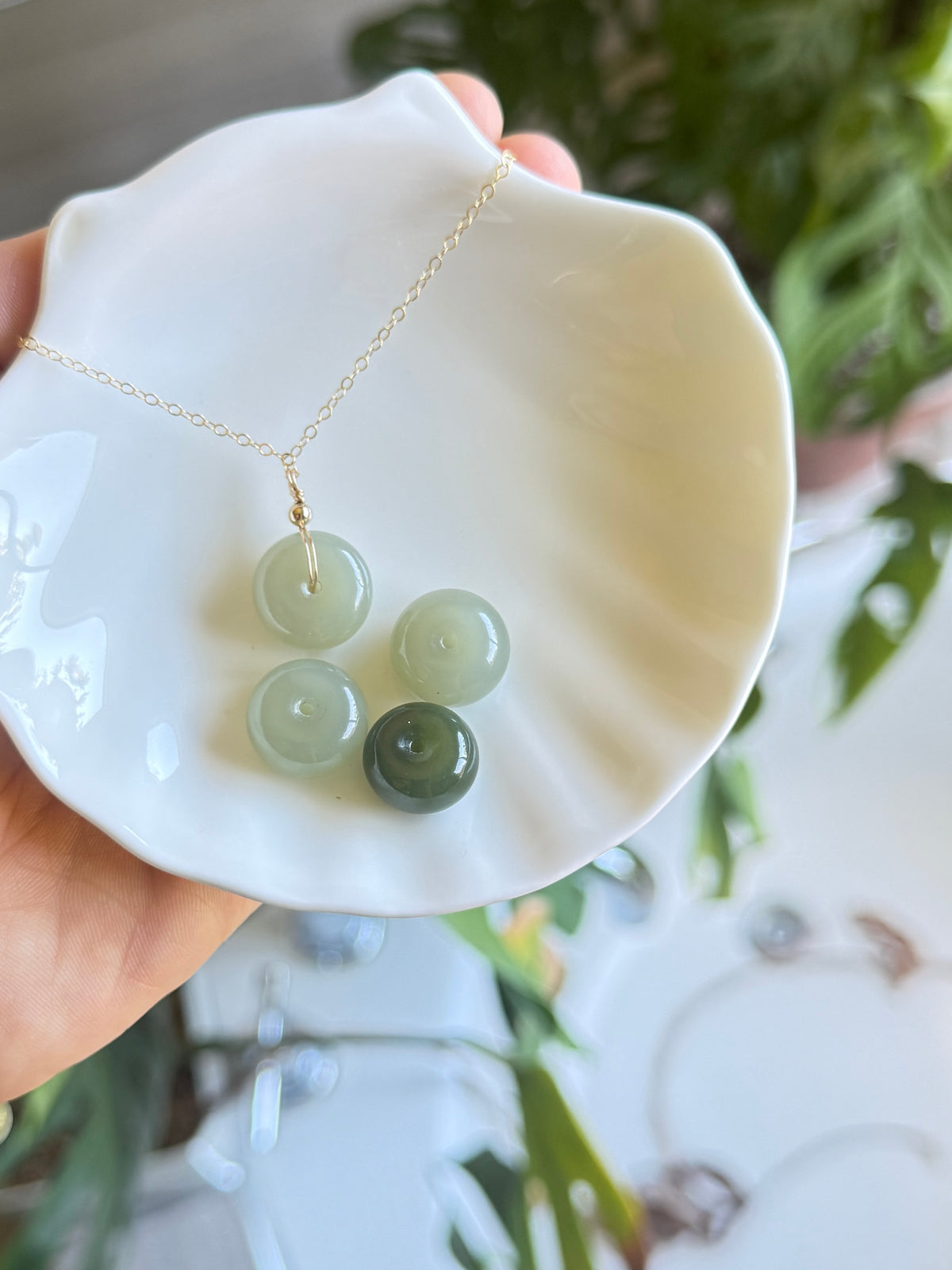 Natural Hetian Jade Necklace, Lucky Donut Nephrite Pendant