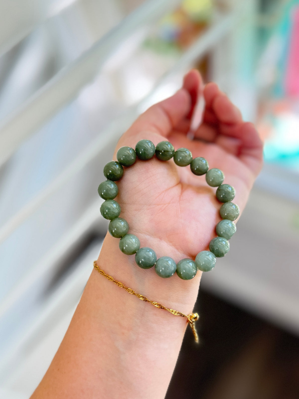 Burmese Jadeite Beaded Bracelet