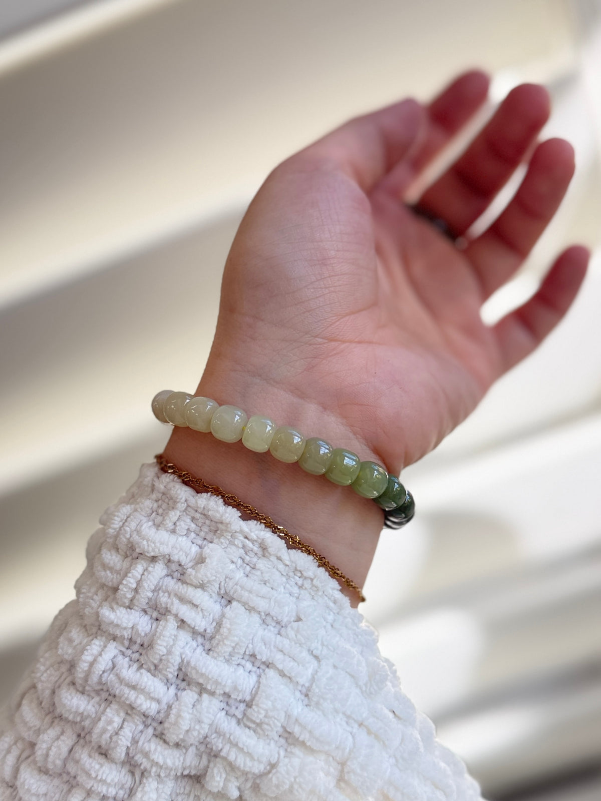 Gradient Jade Beaded Bracelet
