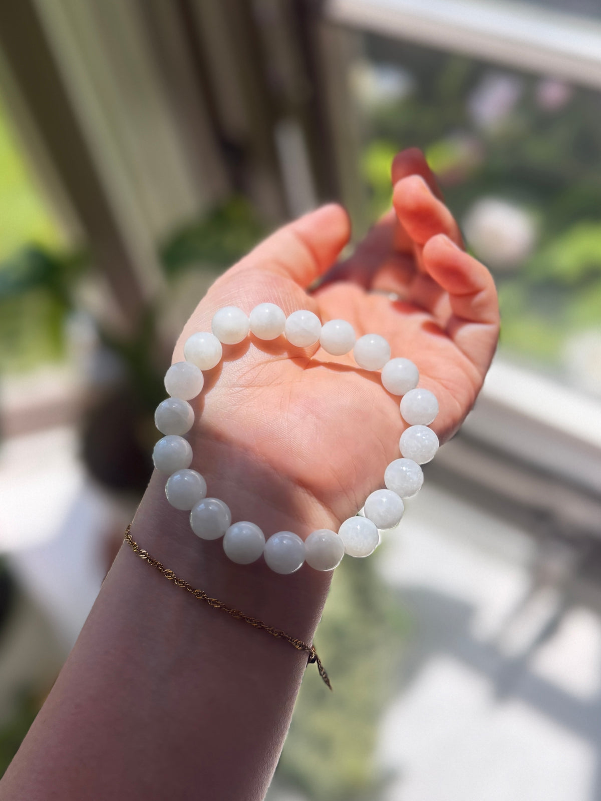 White Hetian Jade Elastic Bracelet