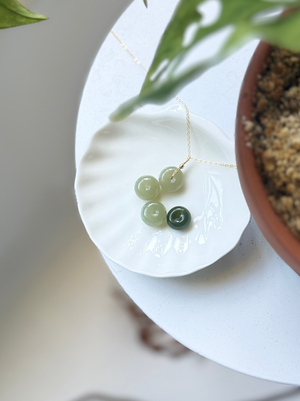 Natural Hetian Jade Necklace, Lucky Donut Nephrite Pendant