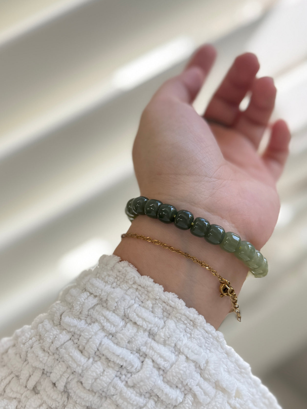 Gradient Jade Beaded Bracelet