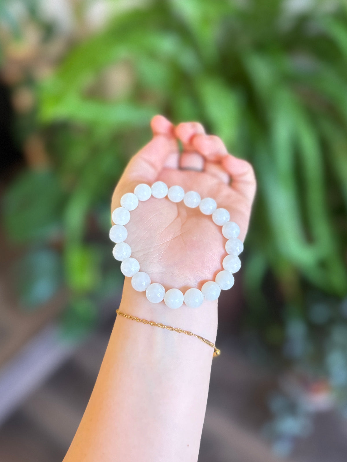 White Hetian Jade Elastic Bracelet