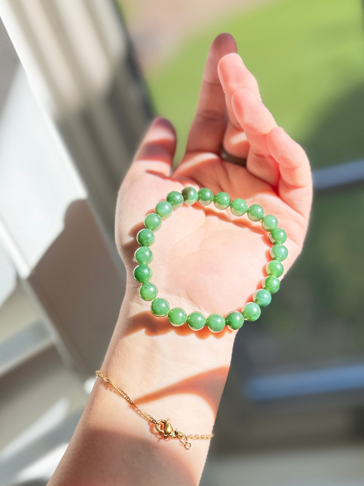 Natural Hetian Jade Bracelet, Beaded Nephrite Bracelet