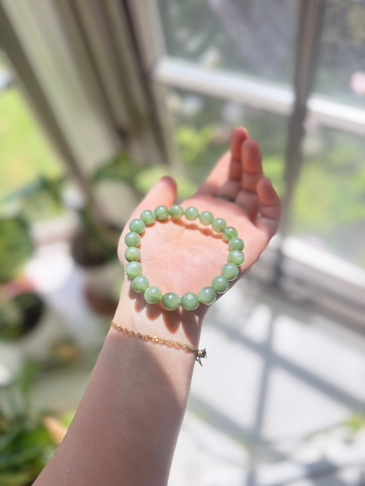 Natural Hetian Jade Beaded Bracelet, High Quality Nephrite (No Black Spots)