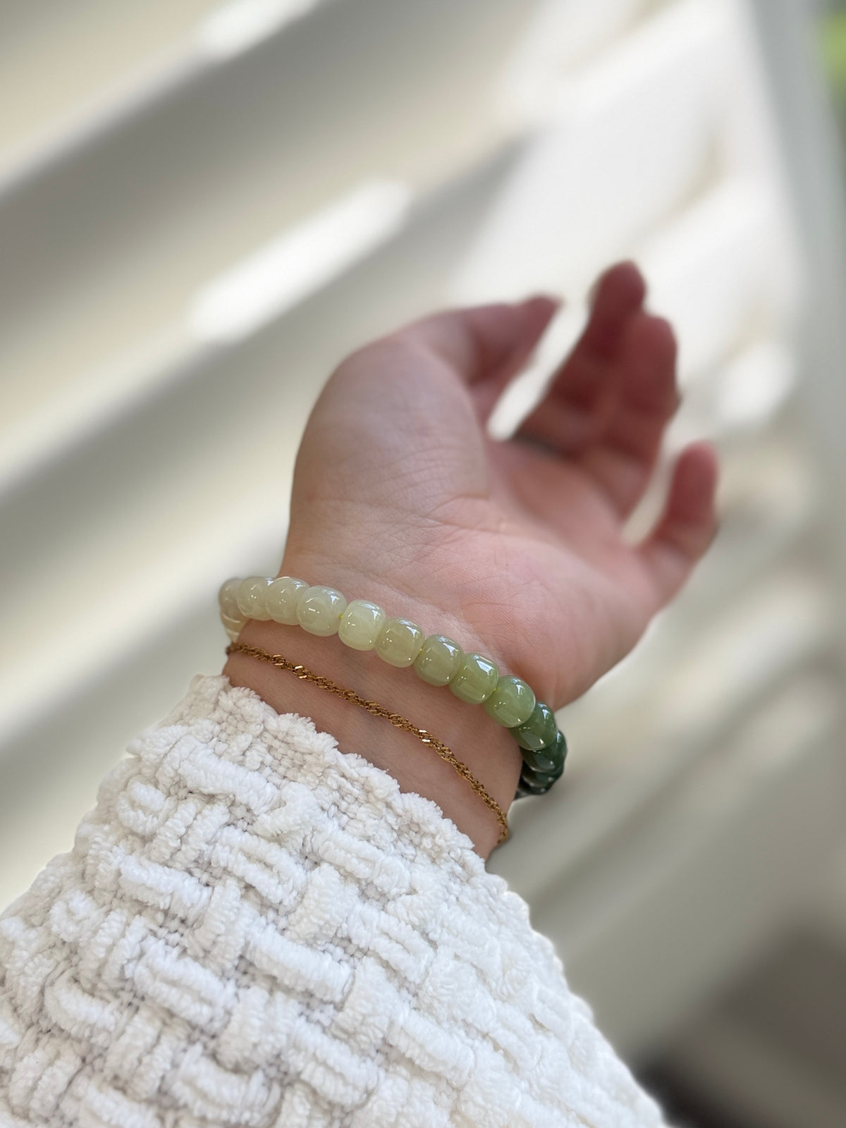 Gradient Jade Beaded Bracelet