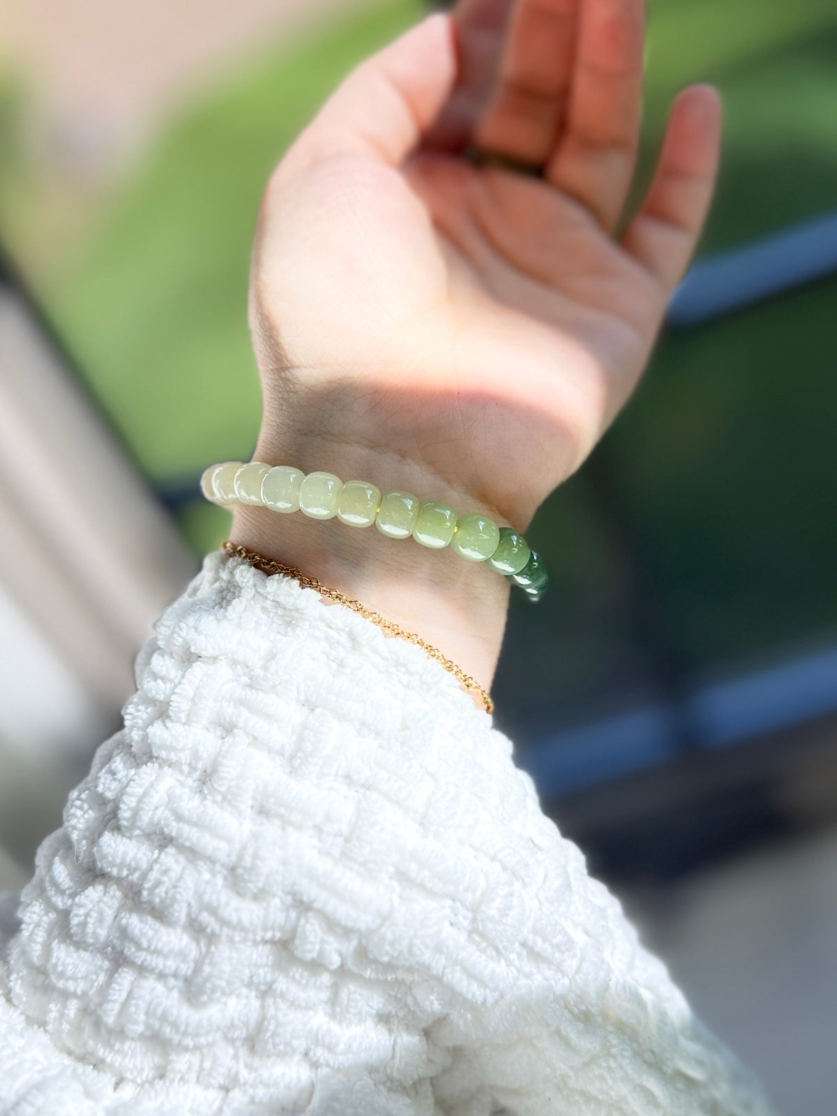 Gradient Jade Beaded Bracelet
