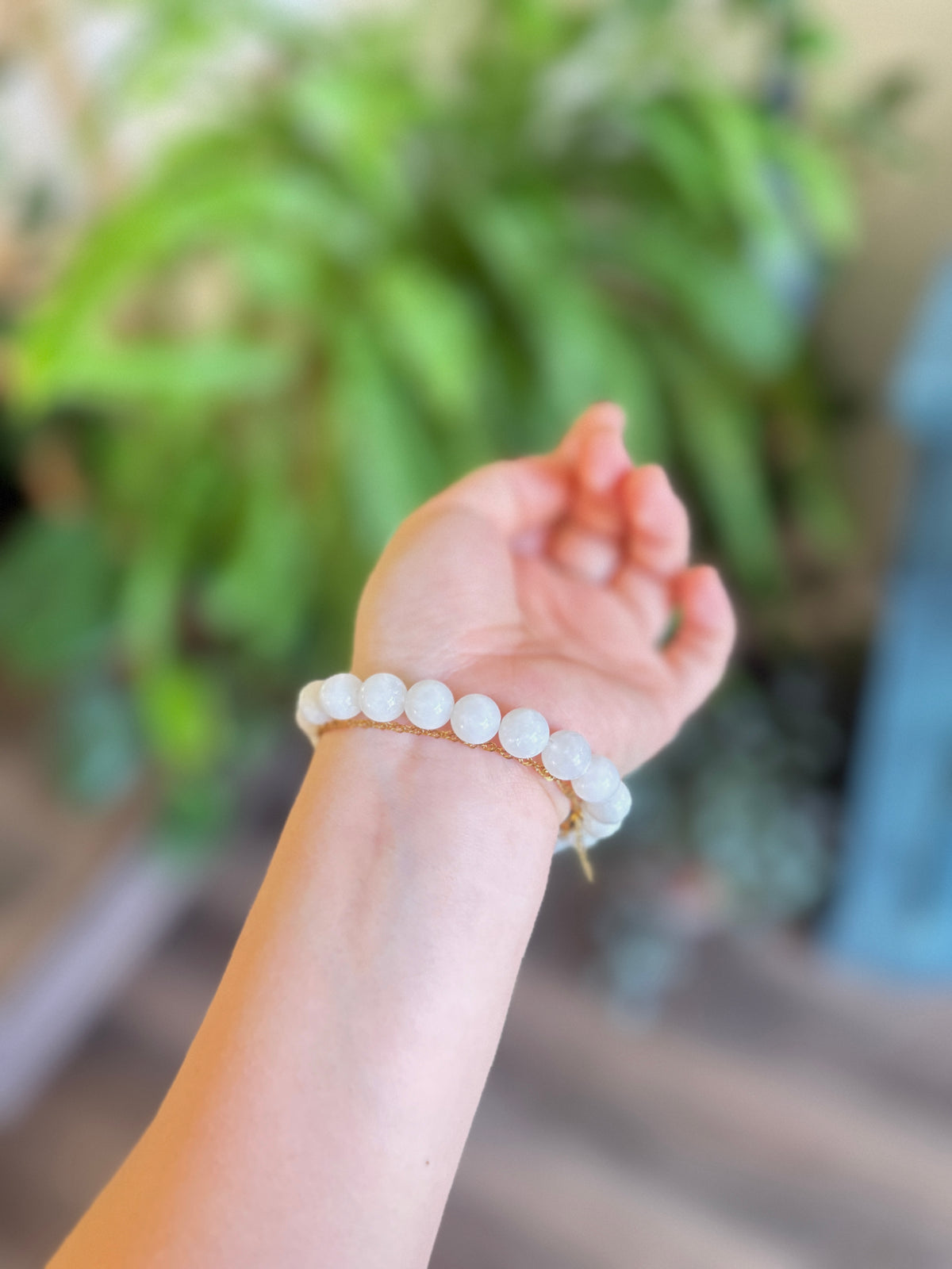 White Hetian Jade Elastic Bracelet