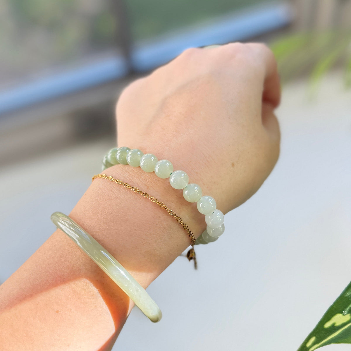 8mm Gradient Jade Beaded Bracelet