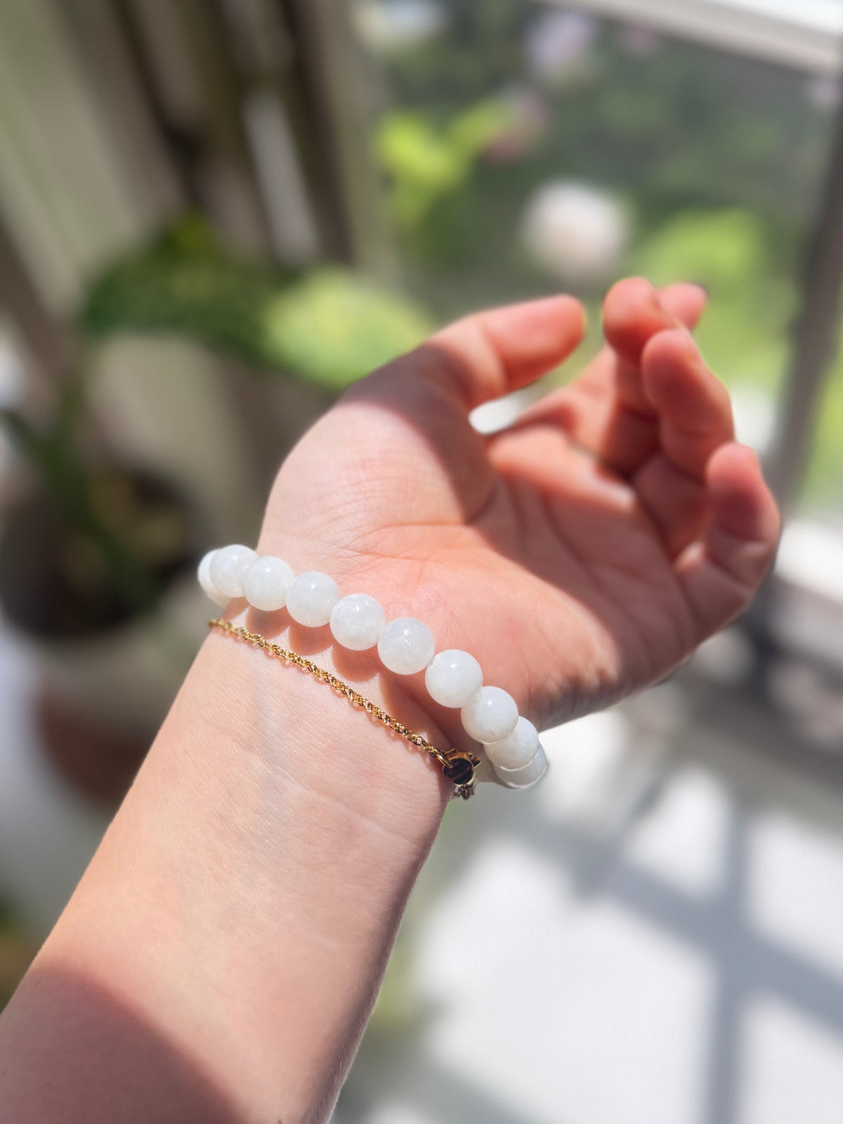 White Hetian Jade Elastic Bracelet