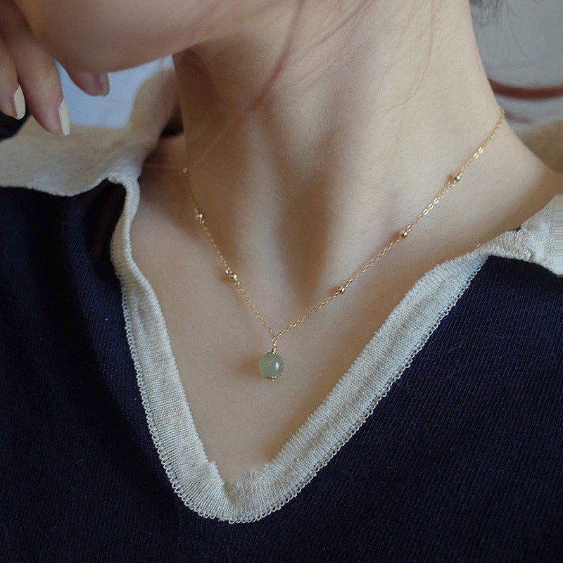 Natural Hetian Jade Necklace, Nephrite Dainty Charm