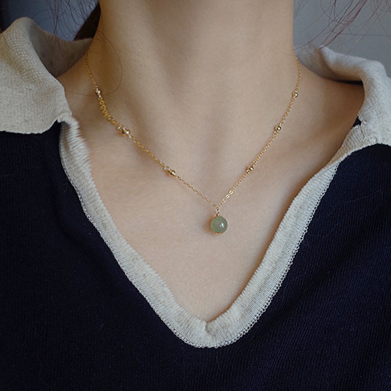 Natural Hetian Jade Necklace, Nephrite Dainty Charm