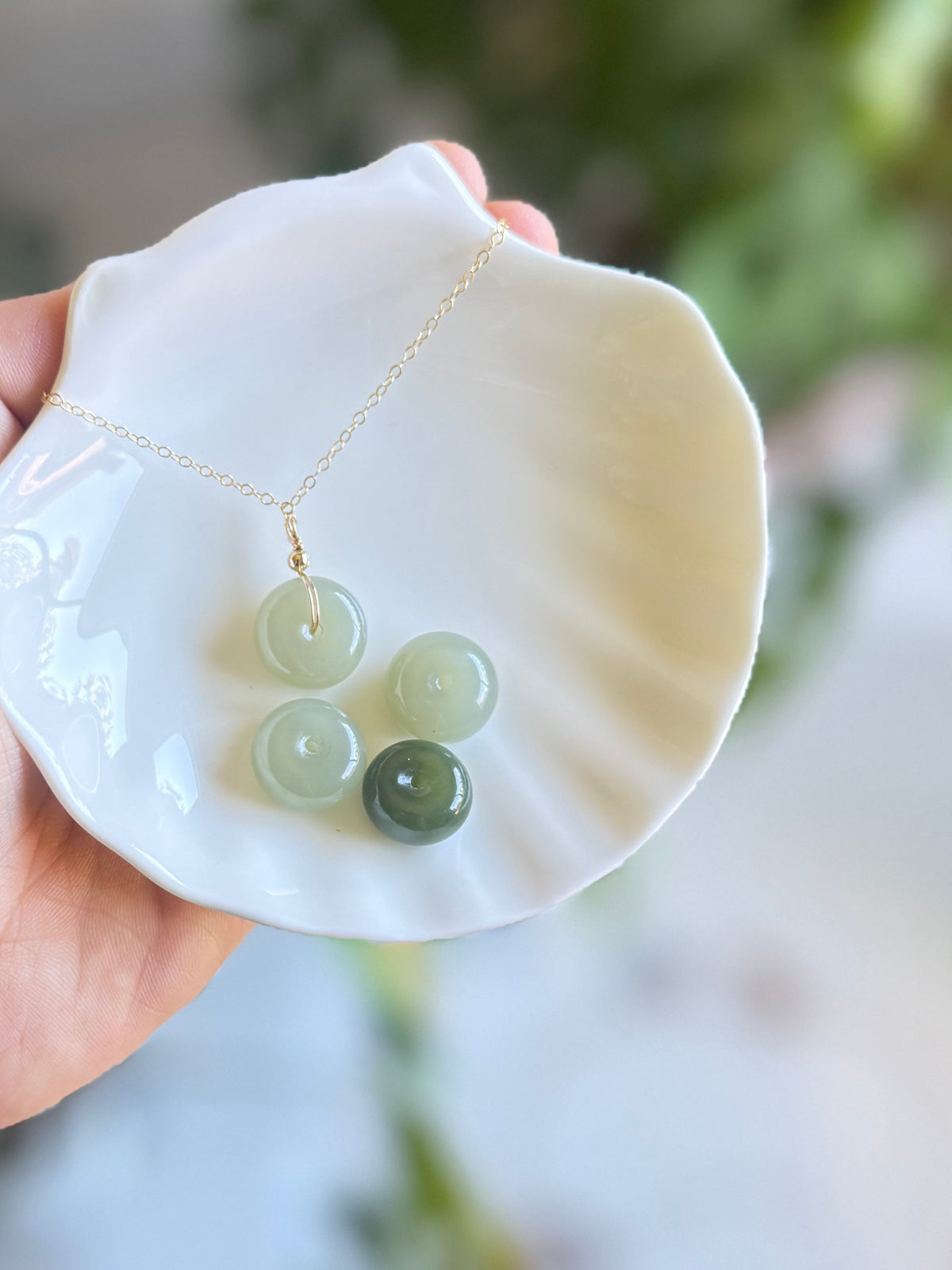 Natural Hetian Jade Necklace, Lucky Donut Nephrite Pendant