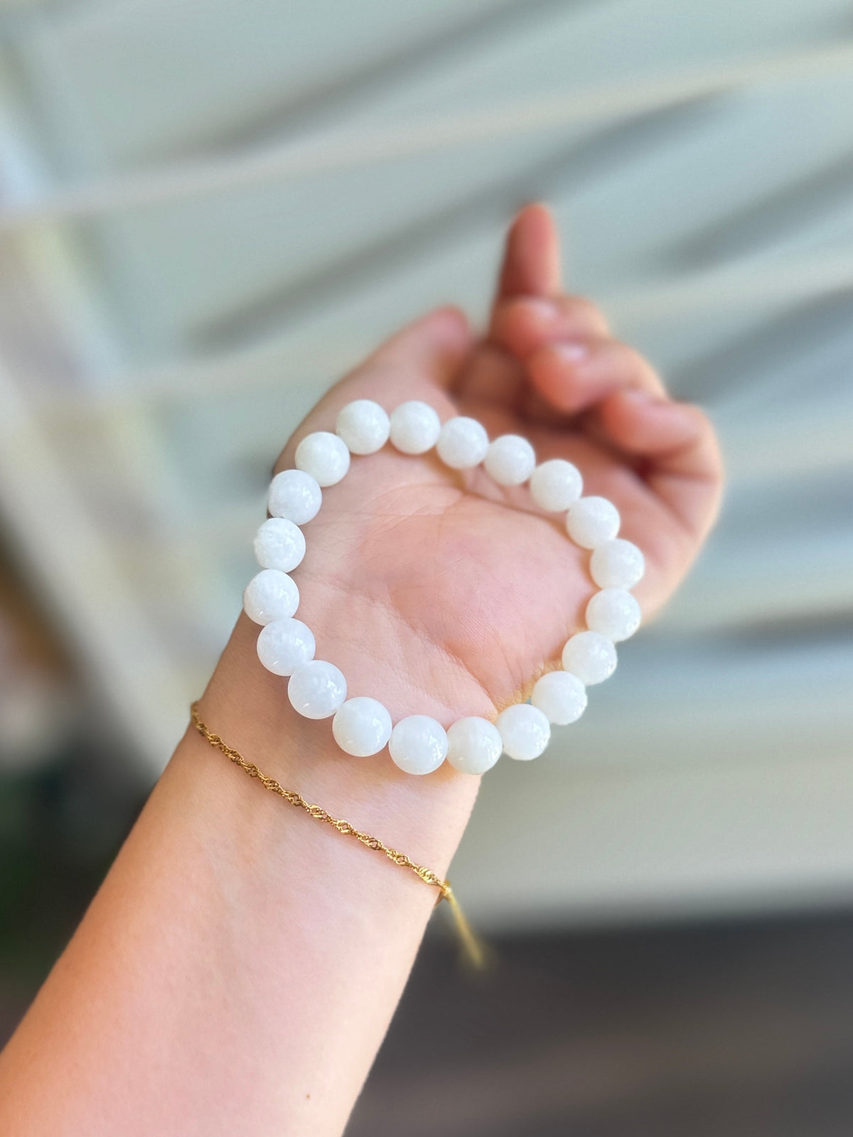 White Hetian Jade Elastic Bracelet
