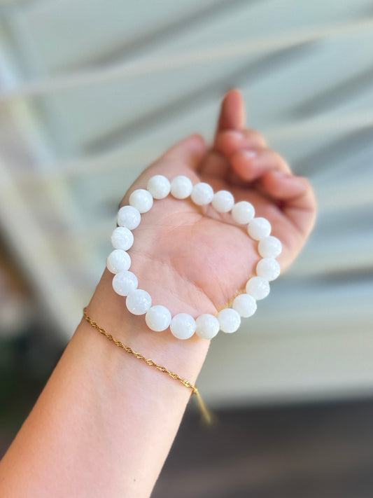 White Hetian Jade Elastic Bracelet