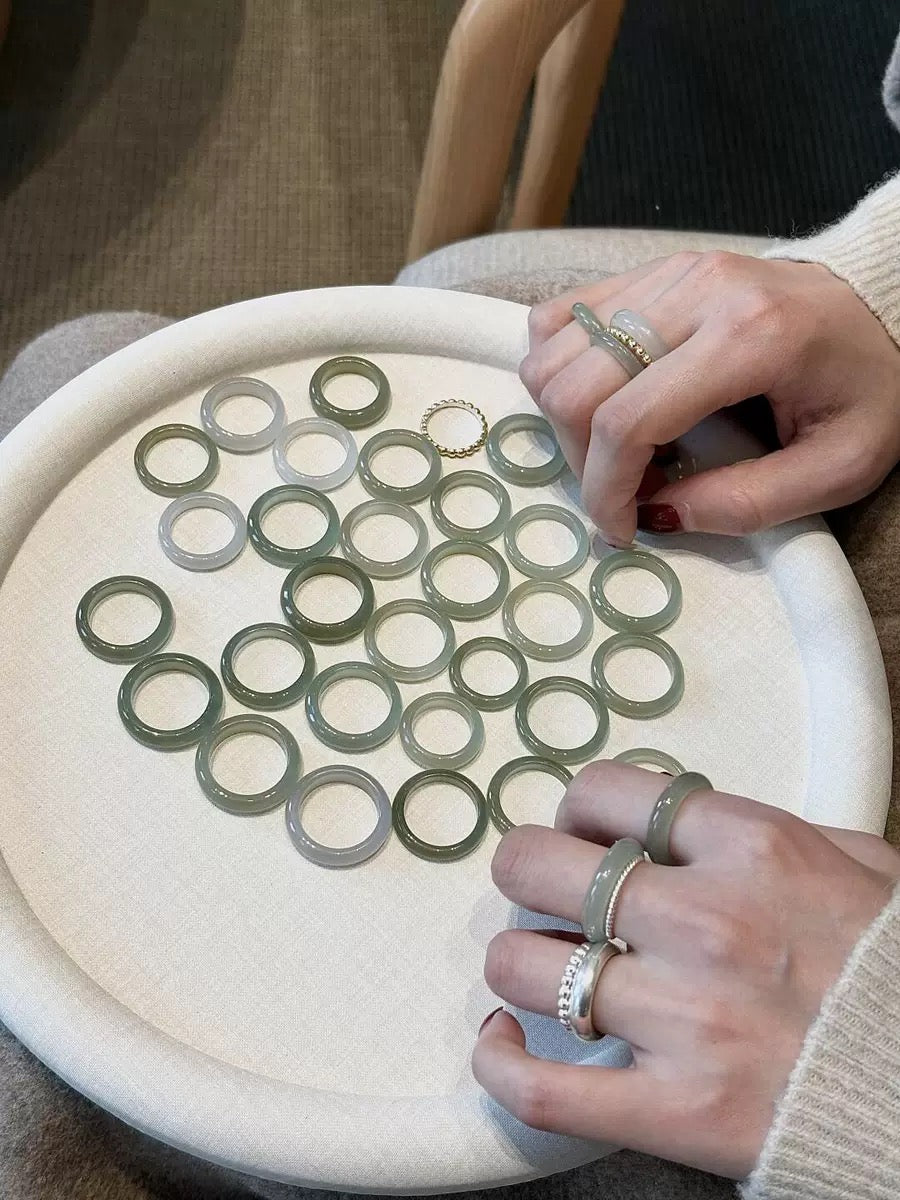 Authentic Nephrite Jade Ring, Natural Light Green Jade Band 2