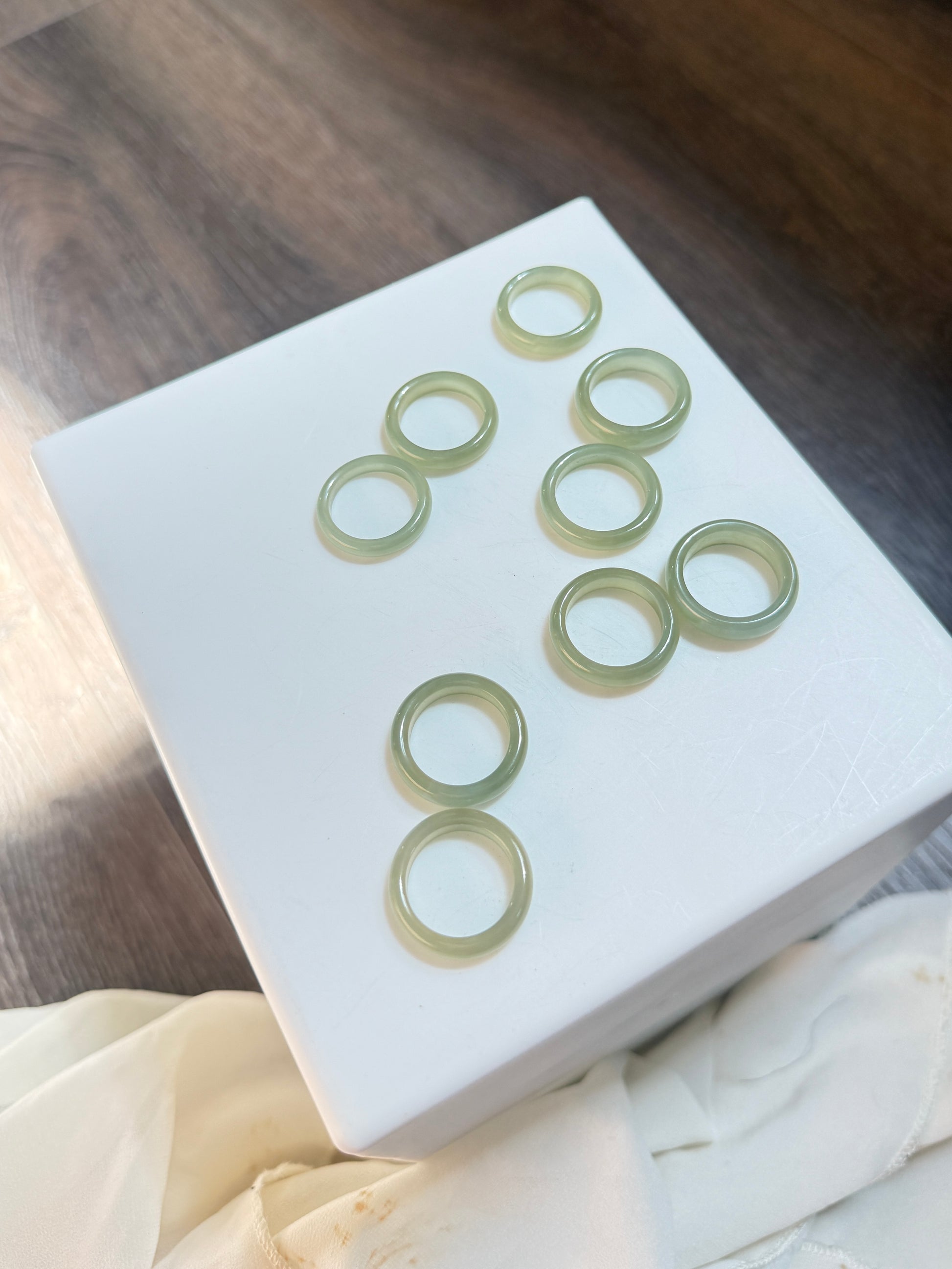 Authentic Nephrite Jade Ring, Natural Light Green Jade Band