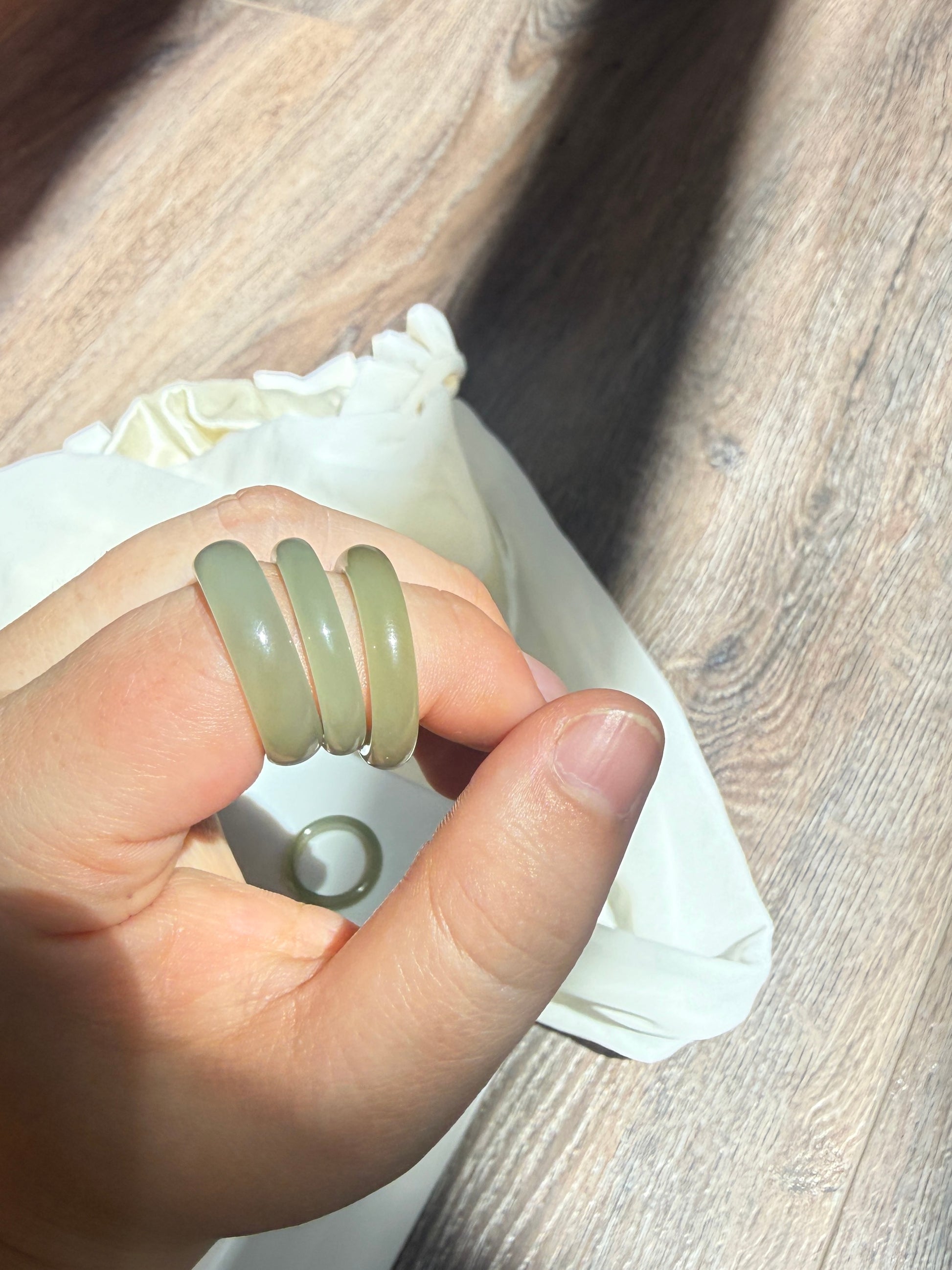 Authentic Nephrite Jade Ring, Natural Light Green Jade Band
