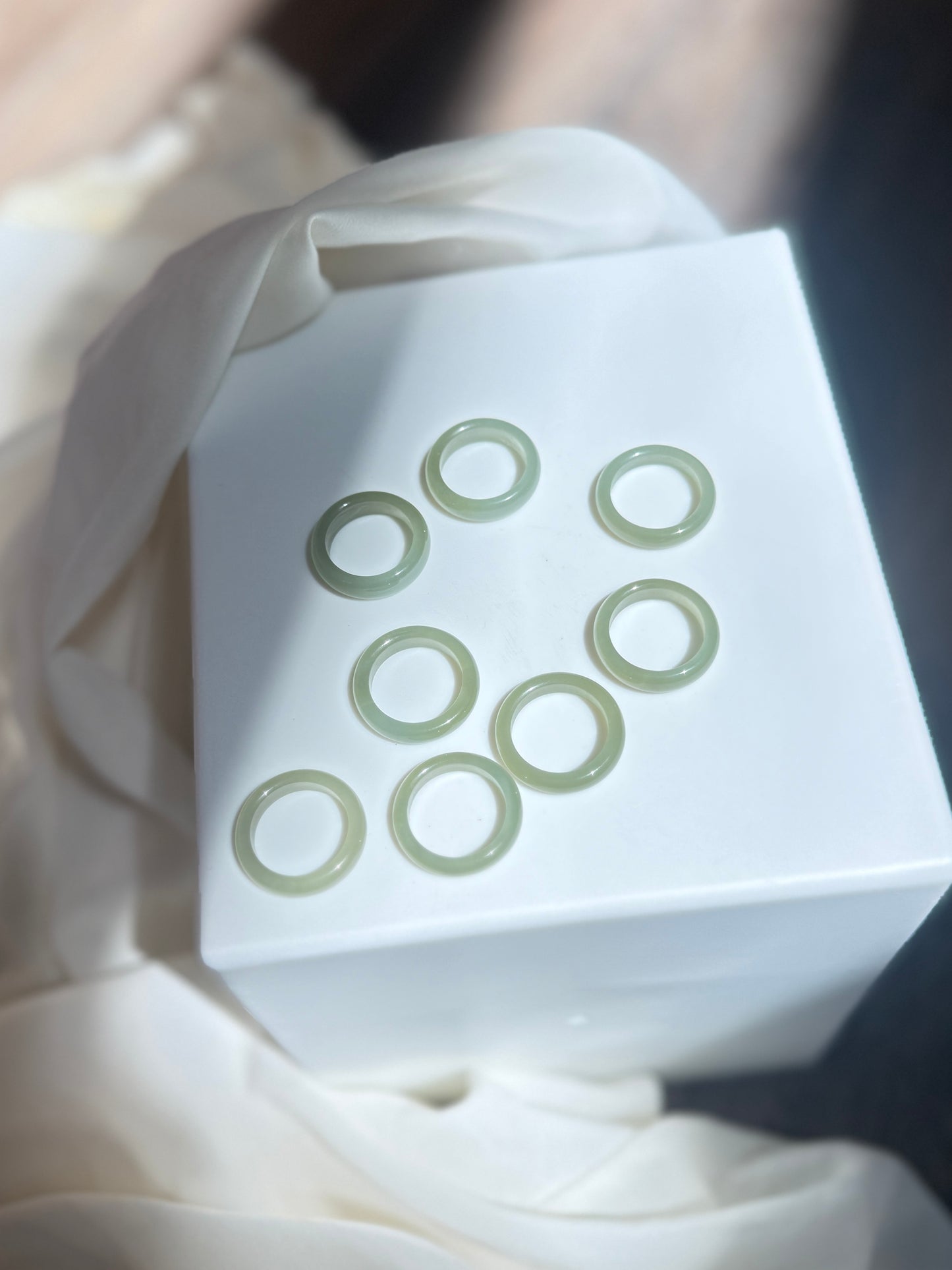 Authentic Nephrite Jade Ring, Natural Light Green Jade Band