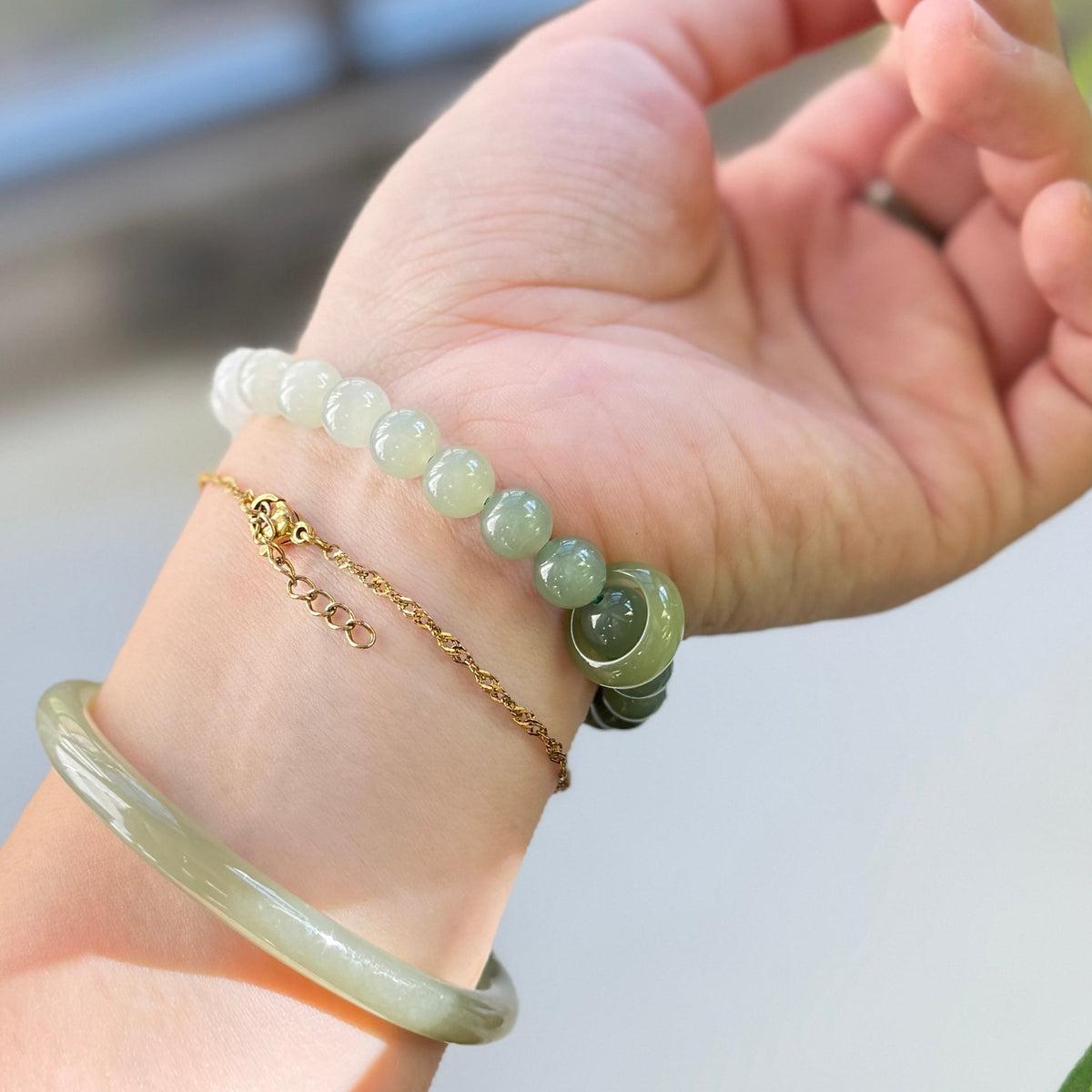 8mm Gradient Jade Beaded Bracelet