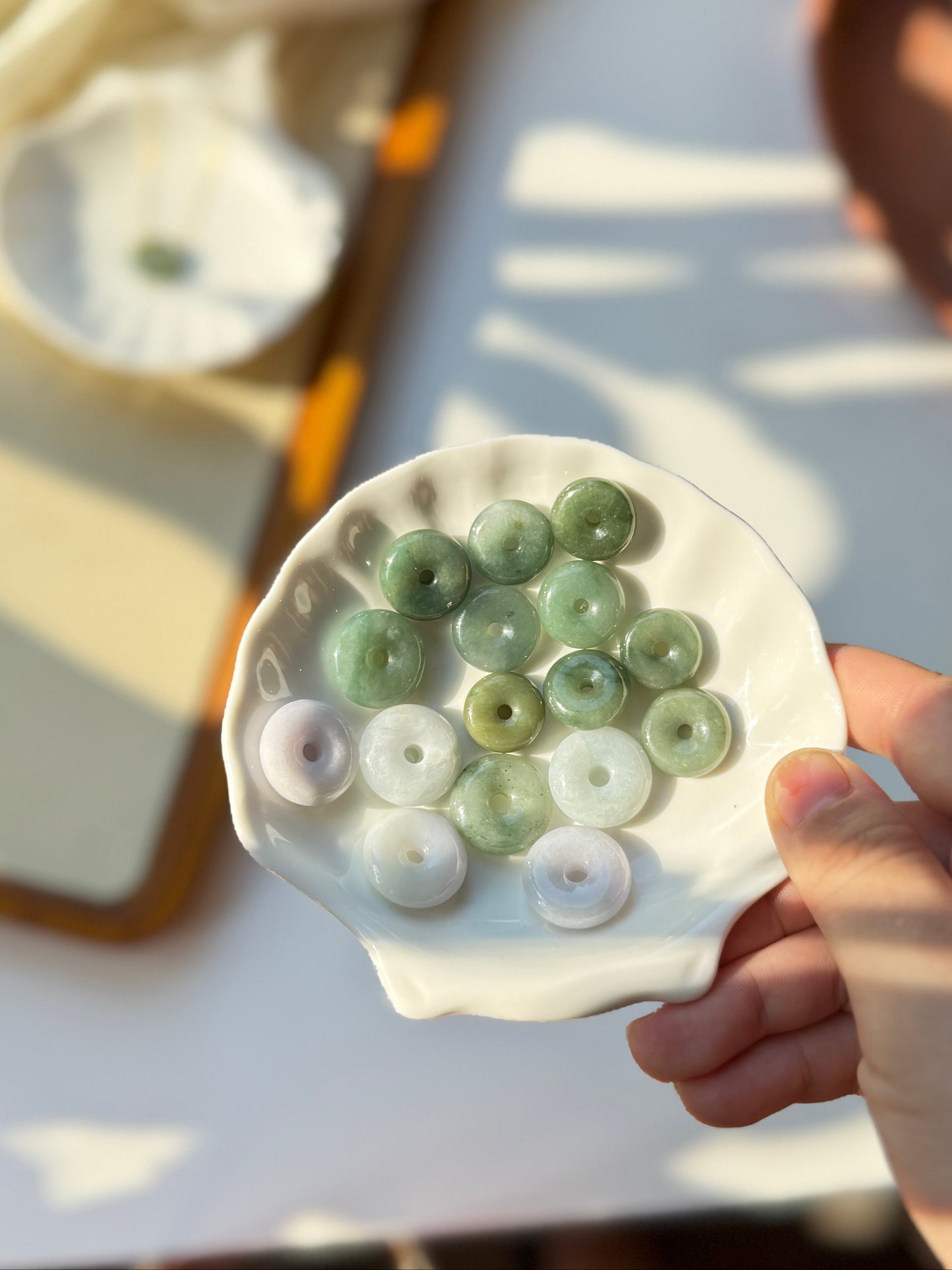 Burmese Jadeite Donut Pendant Necklace with Dainty Gold Filled Chain