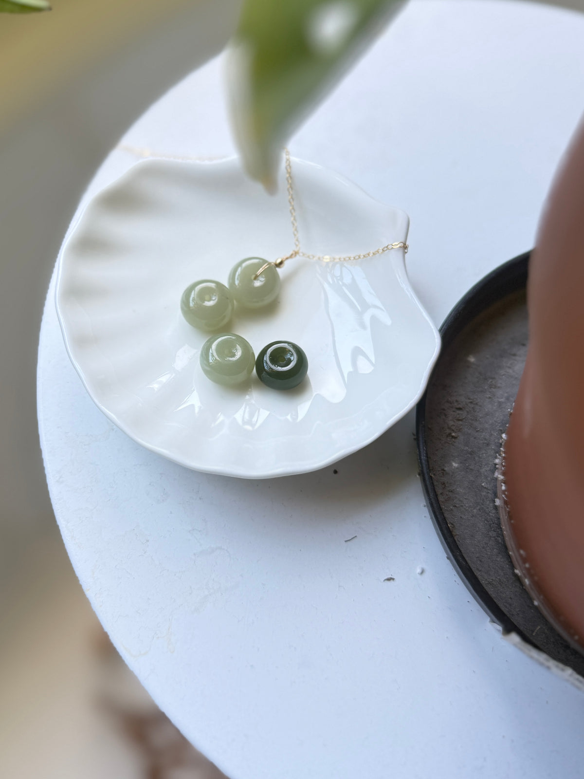 Natural Hetian Jade Necklace, Lucky Donut Nephrite Pendant