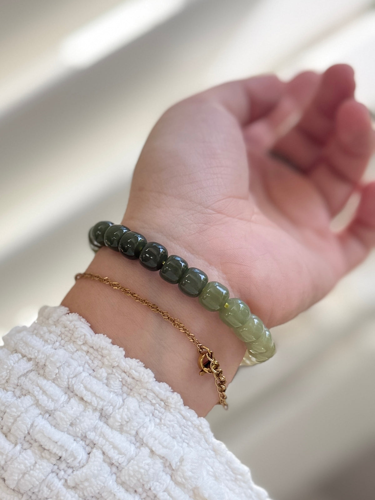 Gradient Jade Beaded Bracelet