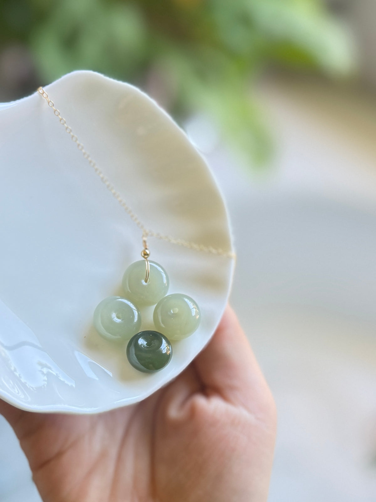 Natural Hetian Jade Necklace, Lucky Donut Nephrite Pendant