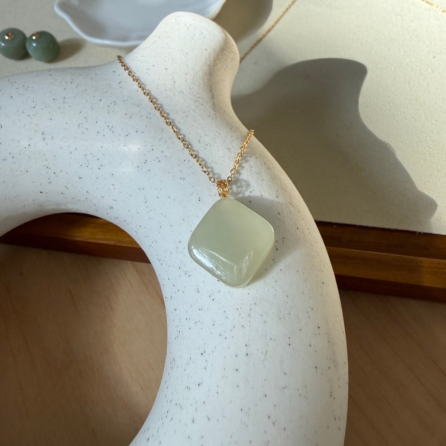 Genuine Hetian Jade Pendant, Natural Nephrite Pendant Necklace