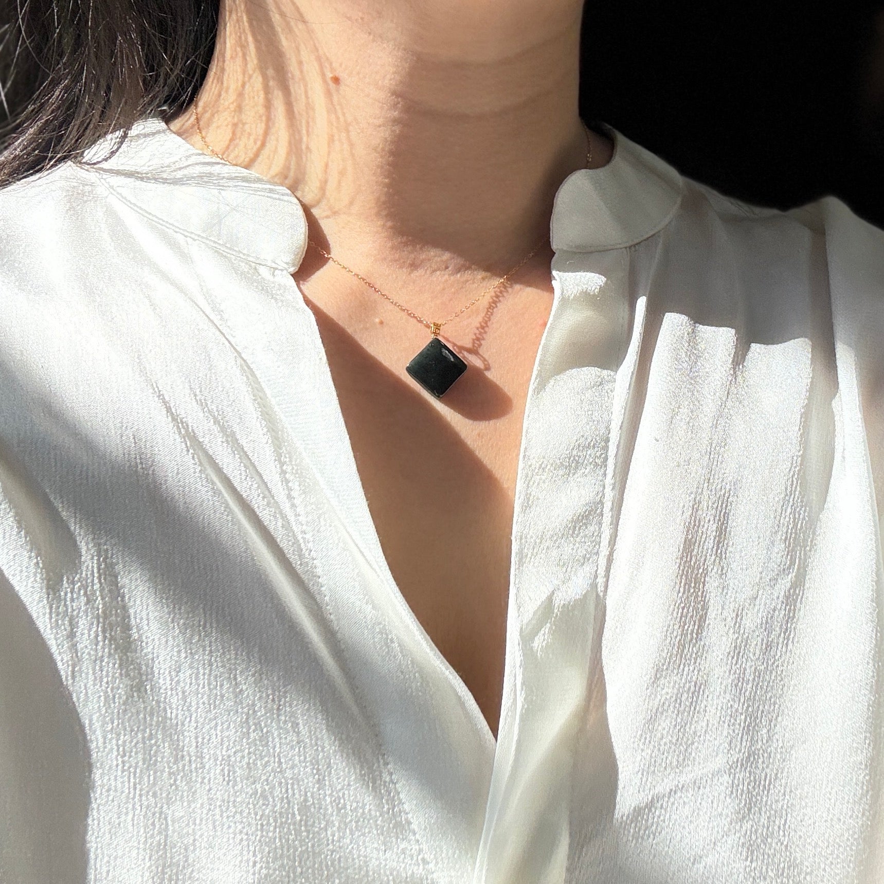 Genuine Hetian Jade Pendant, Natural Nephrite Pendant Necklace