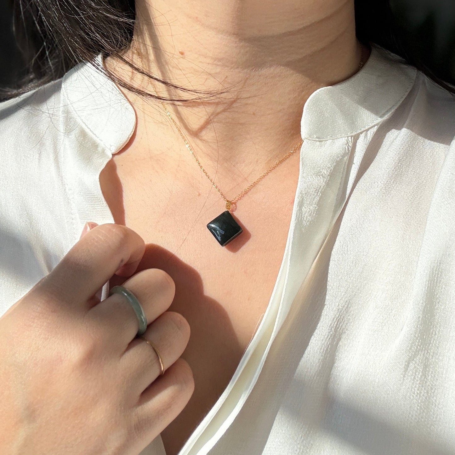 Genuine Hetian Jade Pendant, Natural Nephrite Pendant Necklace