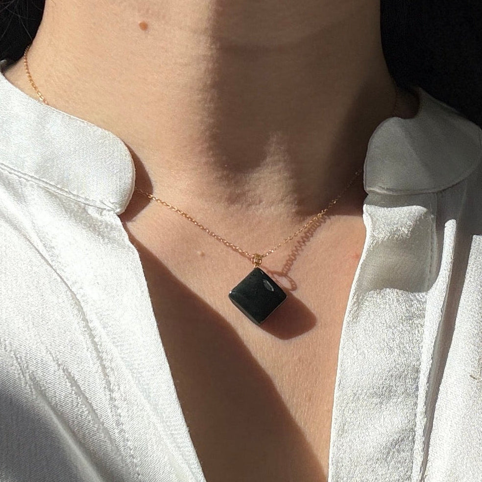 Genuine Hetian Jade Pendant, Natural Nephrite Pendant Necklace