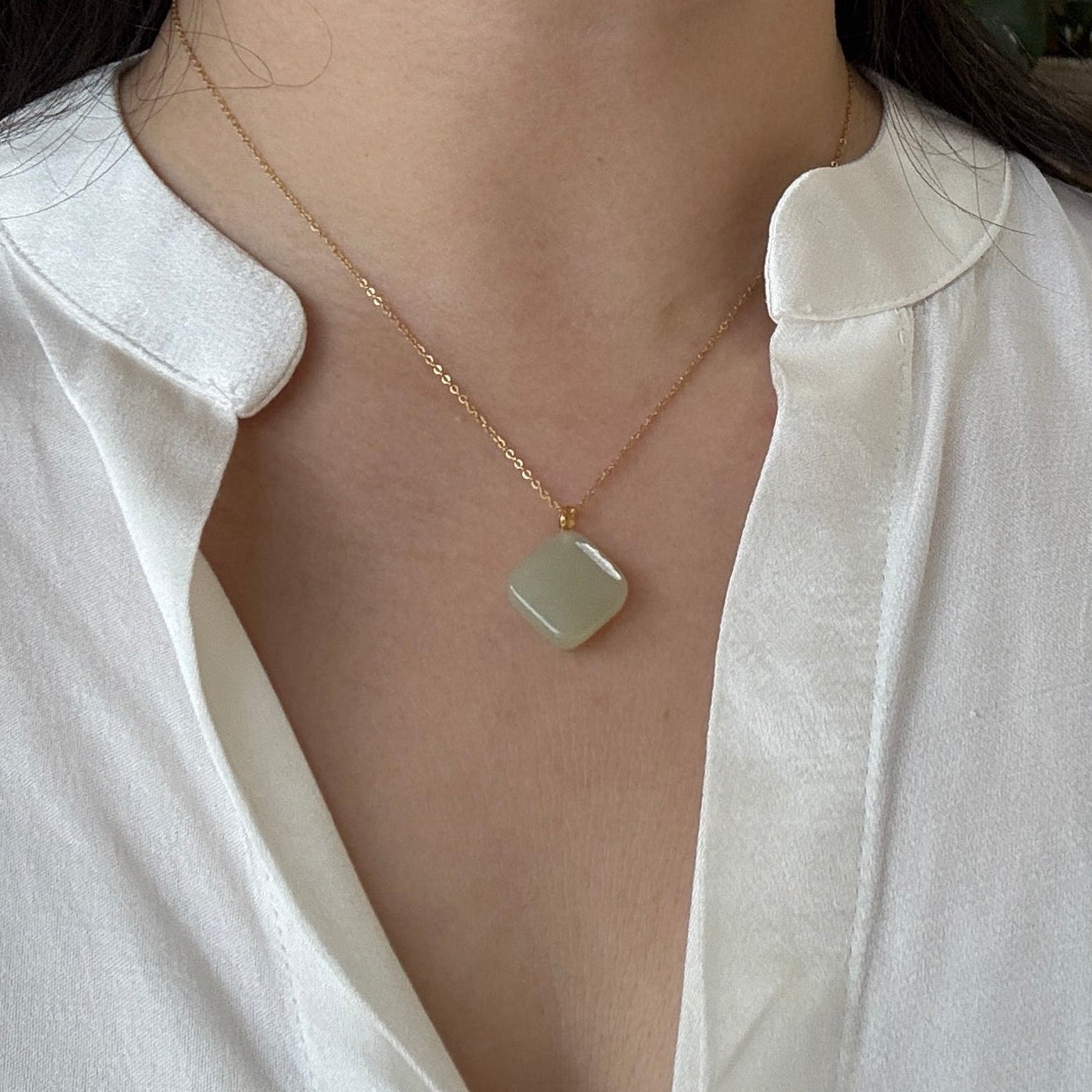 Genuine Hetian Jade Pendant, Natural Nephrite Pendant Necklace