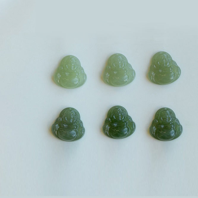 Green Jade Buddha Pendant with Satellite Chain 