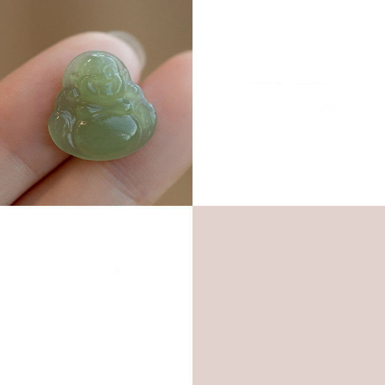 Green Jade Buddha Pendant with Satellite Chain